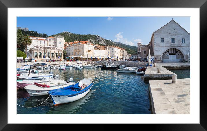 Boats in Hvar Town harbour Framed Mounted Print by Jason Wells