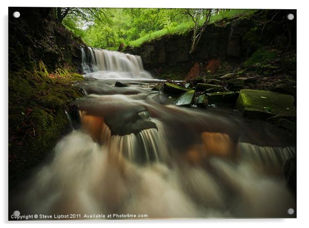 'Rocky Brook' Waterfall Acrylic by Steve Liptrot