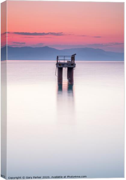 Solitary structure in a calm sea Canvas Print by Gary Parker