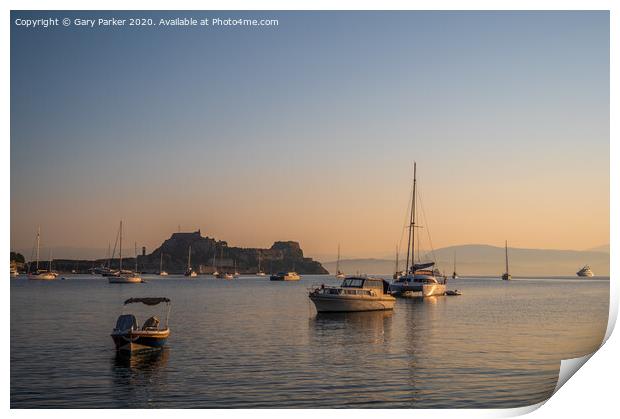 Corfu Town Seascape, at sunrise Print by Gary Parker