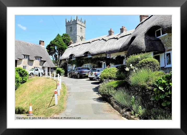 Thatched cottages at church hill at Godshill Isle of Wight  Framed Mounted Print by john hill