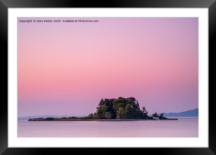 Mouse Island, Corfu, Greece, at sunrise Framed Mounted Print by Gary Parker