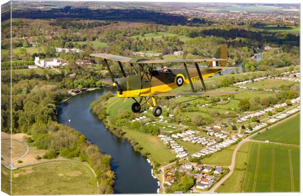 Tiger Moth Over Henley Canvas Print by Oxon Images