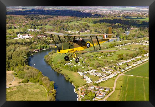Tiger Moth Over Henley Framed Print by Oxon Images