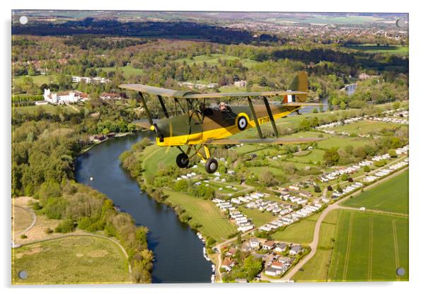 Tiger Moth Over Henley Acrylic by Oxon Images