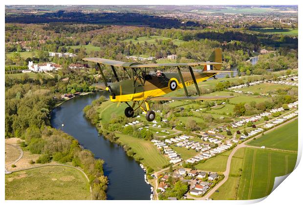 Tiger Moth Over Henley Print by Oxon Images