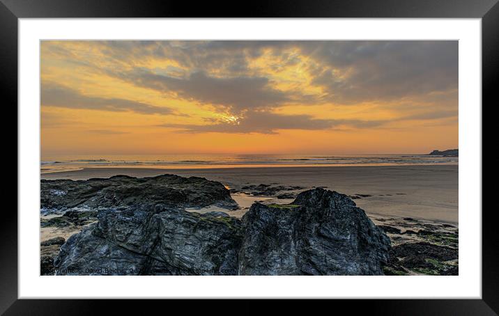 Gwithian beach sunset Framed Mounted Print by David Belcher