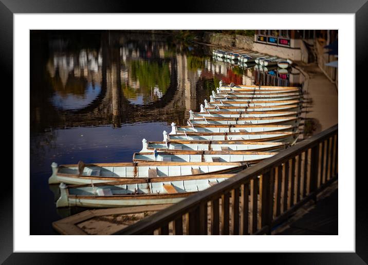 tourist boats at Knaresborough Viaduct North Yorkshire Framed Mounted Print by mike morley