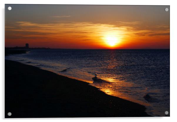 Mediterranean Beach Sunrise near Valras Plage Acrylic by Jeremy Hayden