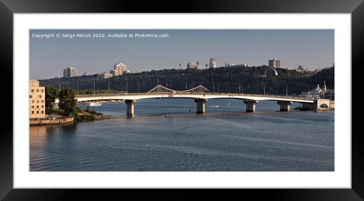 View of the Havanskiy Bridge across the Dnipro River in Kiev Framed Mounted Print by Sergii Petruk