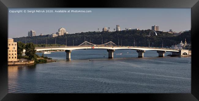 View of the Havanskiy Bridge across the Dnipro River in Kiev Framed Print by Sergii Petruk