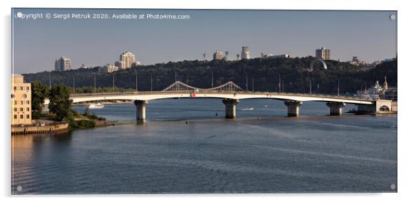 View of the Havanskiy Bridge across the Dnipro River in Kiev Acrylic by Sergii Petruk