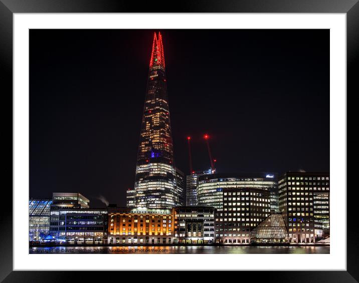 The Shard at night Framed Mounted Print by David Belcher