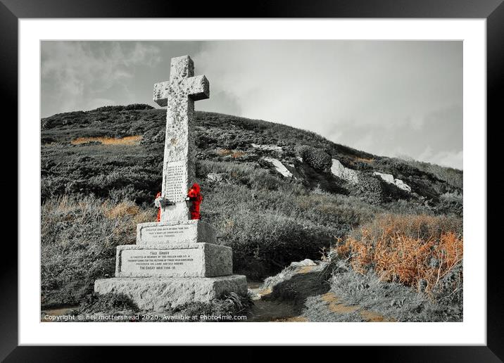 Polperro War Memorial, Cornwall. Framed Mounted Print by Neil Mottershead