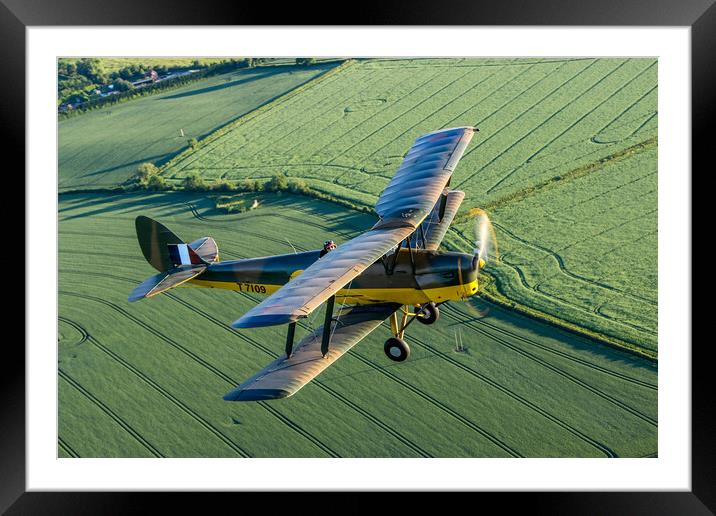 Tiger Moth Air to Air Framed Mounted Print by Oxon Images