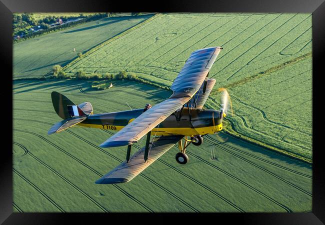 Tiger Moth Air to Air Framed Print by Oxon Images