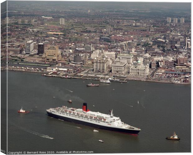 Cunard QE2 in Liverpool 1990 Canvas Print by Bernard Rose Photography