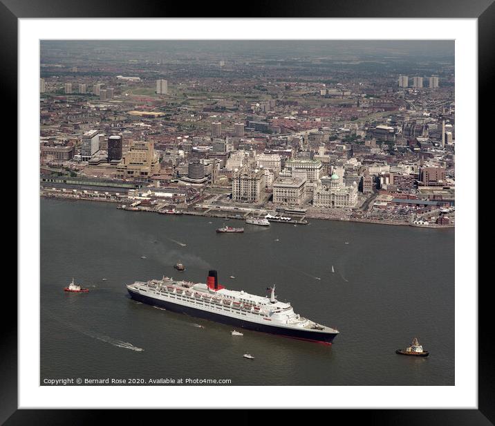 Cunard QE2 in Liverpool 1990 Framed Mounted Print by Bernard Rose Photography