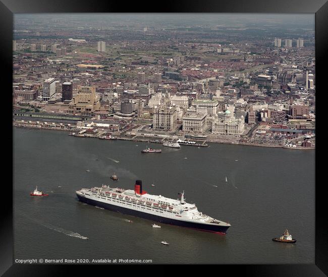 Cunard QE2 in Liverpool 1990 Framed Print by Bernard Rose Photography