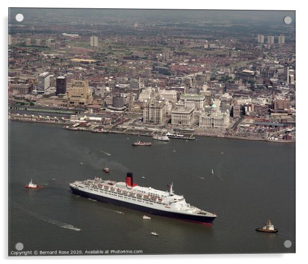 Cunard QE2 in Liverpool 1990 Acrylic by Bernard Rose Photography