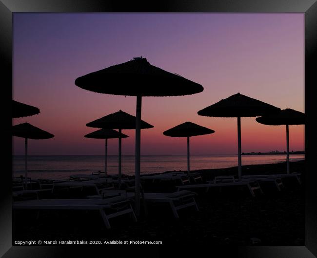 Sunset Crete Framed Print by Manoli Haralambakis