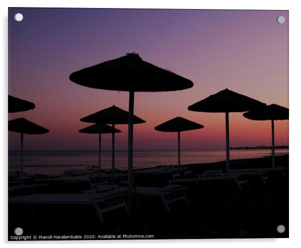 Sunset Crete Acrylic by Manoli Haralambakis