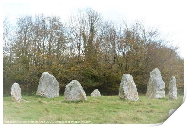 Duloe Stone Circle. Cornwall. Print by Neil Mottershead