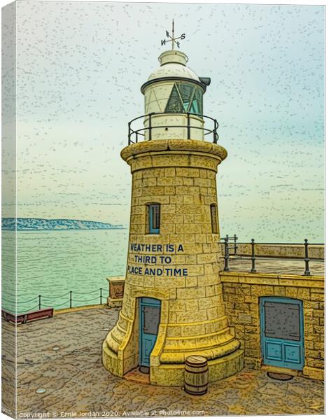 Folkestone Lighthouse Canvas Print by Ernie Jordan