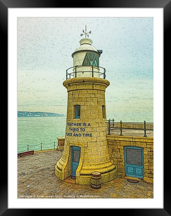 Folkestone Lighthouse Framed Mounted Print by Ernie Jordan