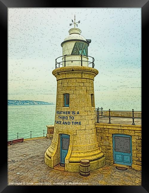 Folkestone Lighthouse Framed Print by Ernie Jordan