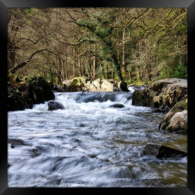 A view up the river at Bewts y Coed, Wales Framed Print by Simon Marlow