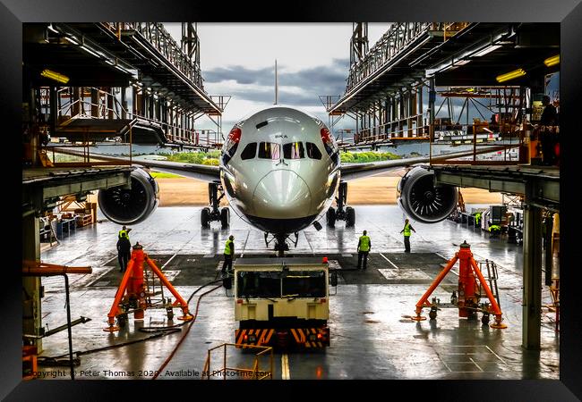 British Airways G-ZBKA  Boeing 787-8 in its hangar Framed Print by Peter Thomas