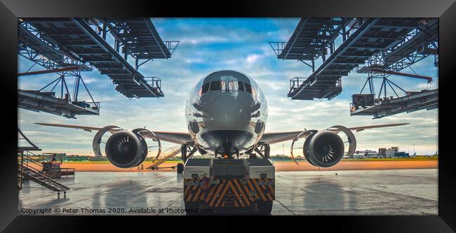 The Dreamliner in Maintenance Framed Print by Peter Thomas