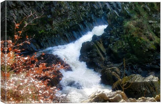 Majestic Conwy Falls in Snowdonia Canvas Print by Simon Marlow
