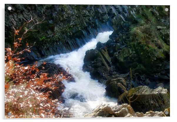 Majestic Conwy Falls in Snowdonia Acrylic by Simon Marlow