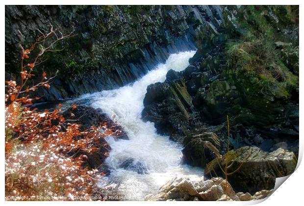 Majestic Conwy Falls in Snowdonia Print by Simon Marlow