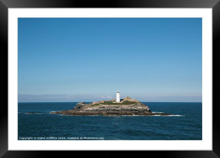 Godrevy Lighthouse Cornwall Framed Mounted Print by Diane Griffiths