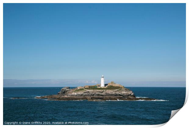 Godrevy Lighthouse Cornwall Print by Diane Griffiths