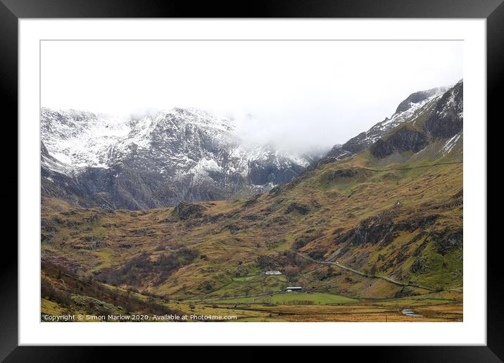 Ogwen valley in Snowdonia National Park Framed Mounted Print by Simon Marlow