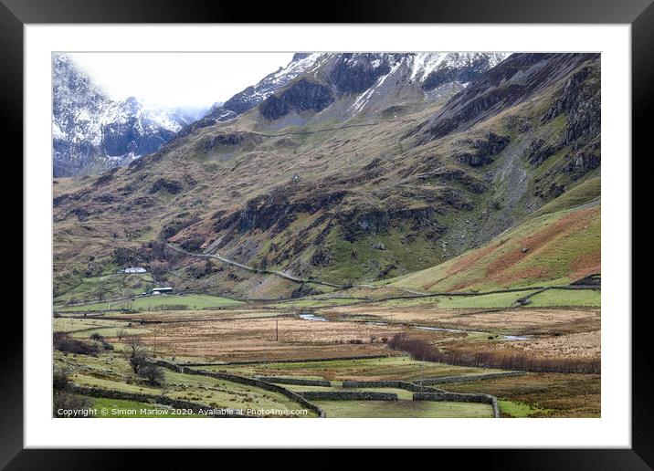 Ogwen valley in Snowdonia National Park, North Wal Framed Mounted Print by Simon Marlow
