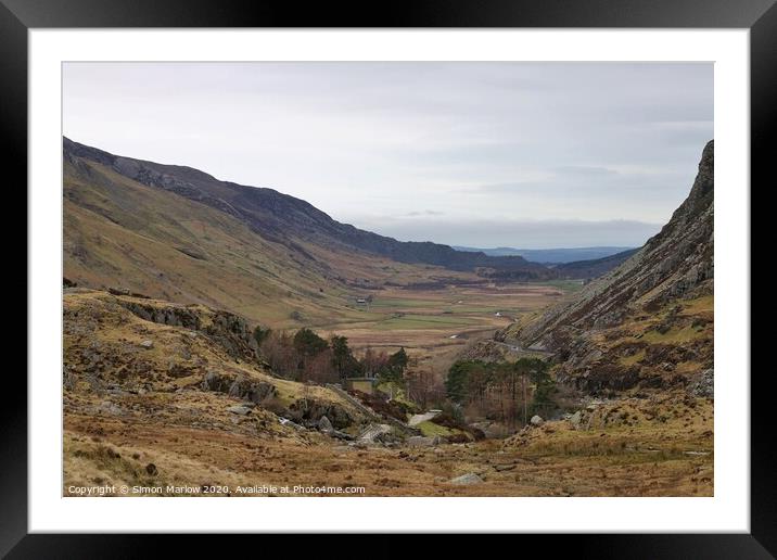 Ogwen valley in Snowdonia National Park, North Wales Framed Mounted Print by Simon Marlow