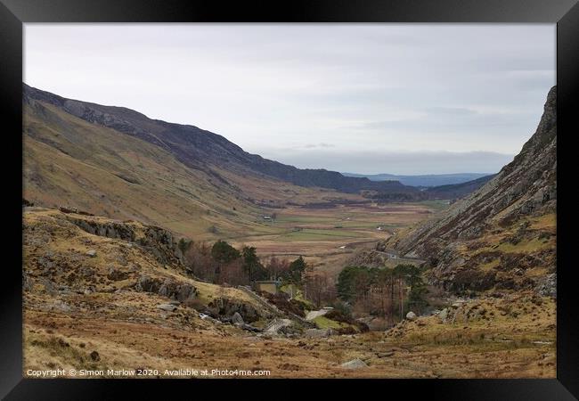 Ogwen valley in Snowdonia National Park, North Wales Framed Print by Simon Marlow