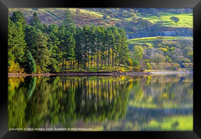 Pontsticill Reservoir Reflections Brecon Beacons  Framed Print by Nick Jenkins