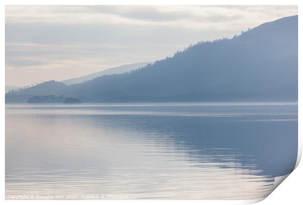 Misty reflections on Loch Lomond Print by Douglas Kerr