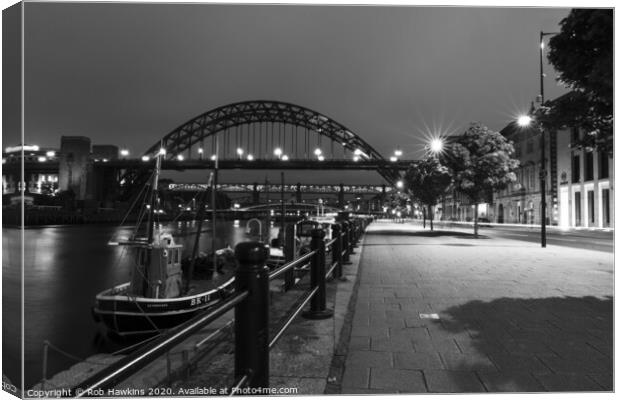 Tyne Bridge by night Canvas Print by Rob Hawkins
