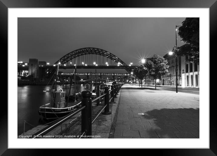 Tyne Bridge by night Framed Mounted Print by Rob Hawkins