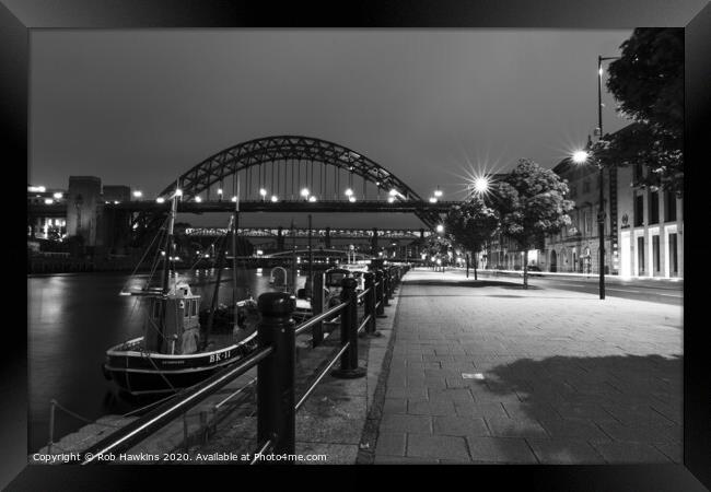 Tyne Bridge by night Framed Print by Rob Hawkins