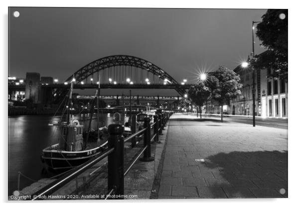 Tyne Bridge by night Acrylic by Rob Hawkins