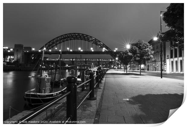 Tyne Bridge by night Print by Rob Hawkins