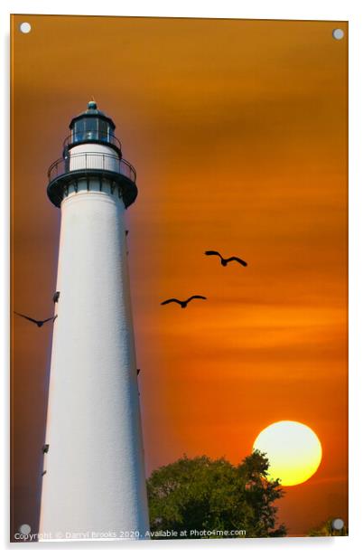 Lighthouse and Sun Acrylic by Darryl Brooks